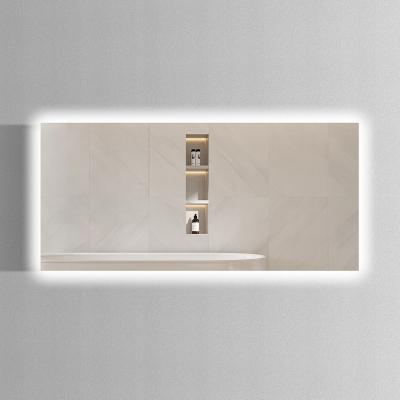 China Illuminated Backlit Bathroom Vanity Mirror with Light Bathroom Mirror with Lighting Surrounds Sides for sale