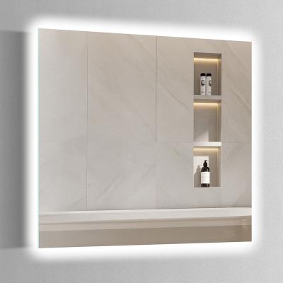 China Bright Square Shape Wall Mounted Illuminated Backlit LED Bathroom Mirror for sale