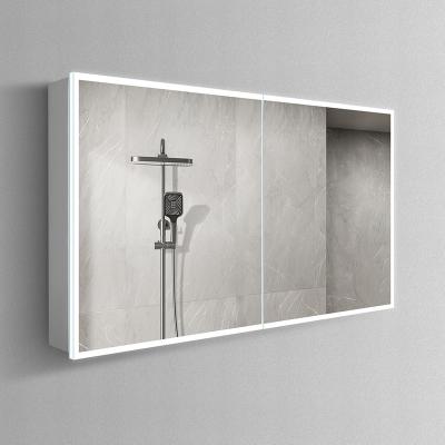 China Modern modern bathroom cabinet with mirror and LED lighting for sale