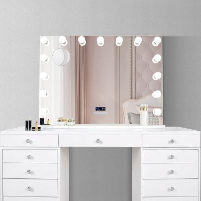 China Hollywood lighted mirror with light bulbs and Bluetooth speakers for sale