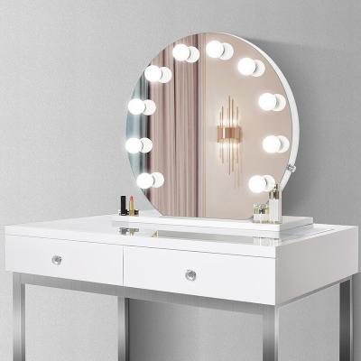 China Lighted Mirror Lighted Hollywood Style Makeup Mirror Round for sale