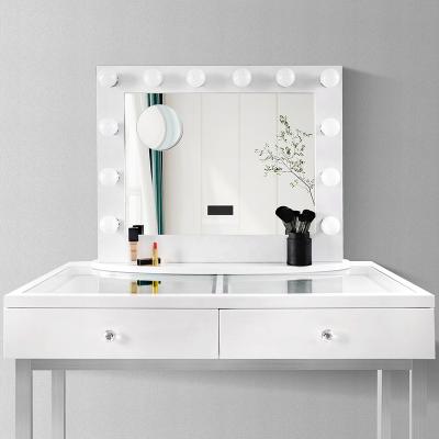 China Lighted Touch Screen LED Vanity Makeup Mirror Cosmetic Vanity Light Up Table Mirror With Bulbs for sale