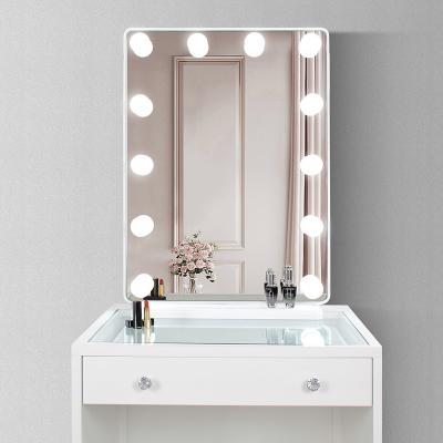 China Hollywood Touch Screen LED Lighted Vanity Mirror Dimmable and with Bluetooth Speakers for sale