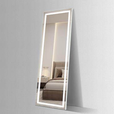 China Full Body Length LED Lighted Floor Mirror For Living Room for sale