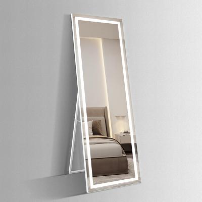 China Full Body Length LED Lighted Floor Mirror For Living Room for sale