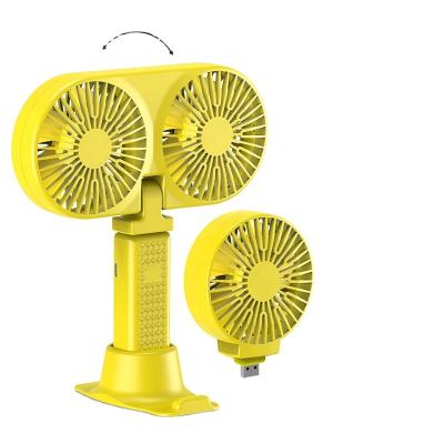 China With 2022 New Single Double Fan Mini Handheld Fan For Lazy Folding Head Fan Rechargeable Mini Portable USB Power Portable Outdoors,Desk for sale