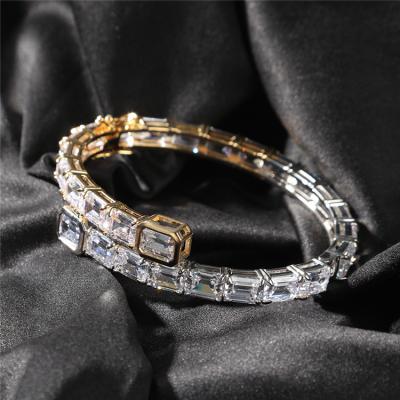 China Hot Selling Men's Environmentally Friendly Hip Hop Copper Zircon Arrangement Simple Lovers Bracelets Fashionable Unisex Bangles Jewelry Accessory for sale