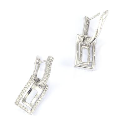 China New FASHIONABLE Vintage Crystal Drop Square Dangle Earrings Platinum Plated Silver Tasty Women Earrings for sale