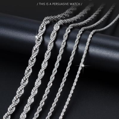 China Hiphop Mens Boys 3MM Stainsteel Rope Chain Necklace Silver Chain Pendant for sale