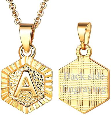 China Romantic Women's Uppercase Initial Letter Pendant Necklace Men's Yellow Gold Plated Stainless Steel O of Z Box Chain for sale