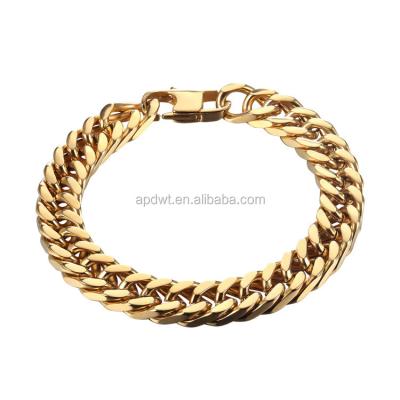 China Hiphop Gold Chain Bracelet for Men 8MM 18k Gold Real Plated/Finish Miami Cuban Link Platinum White Gold for sale