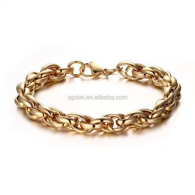 China High Quality Hiphop Real 18k Gold Plated Bracelet For Men And Women Fashion Gold Bracelet 4mm for sale