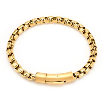 China High Quality Hiphop Real 18k Gold Plated Bracelet For Men And Women Fashion Gold Steel Black Bracelet for sale