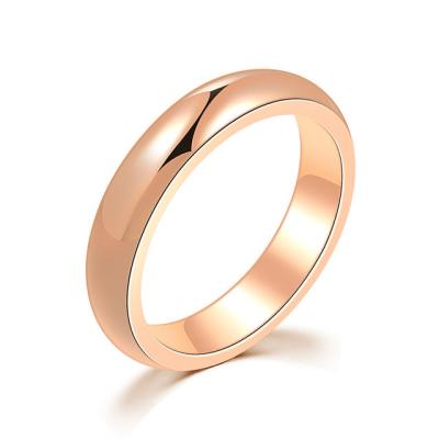 China Simple punk ring wide version plain stainless steel shiny ring mounted titanium steel gold couple ring for sale