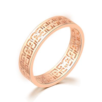 China Vintage Punk Wide Version Of The Great Wall Style Ring Titanium Steel Rose Gold Couple Ring for sale