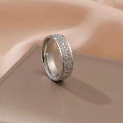 China Simple punk ring wide version plain stainless steel shiny ring mounted titanium steel gold couple ring for sale