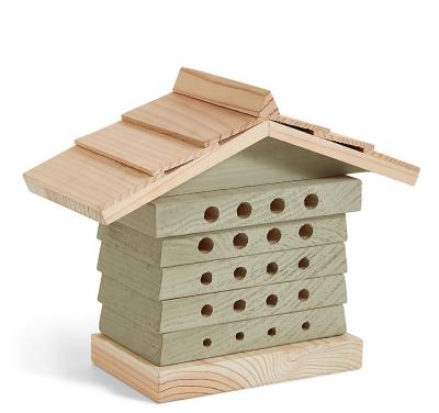 China Sustainable Custom Logo Finished Eco-Friend Wooden Soft Bee House Insect House Bee Shelter for sale