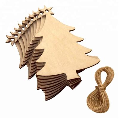 China Custom Wood Cutout Christmas Tree Ornaments Wooden Craft Hanger Decoration 8.7 x 6.4 cm for sale