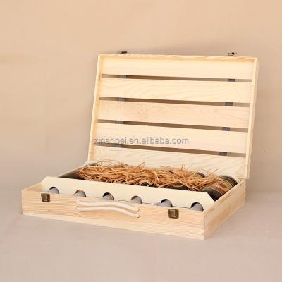 China Single Layer Handmade Wood Box 6 Bottle Recycled Materials Custom Wooden Wine Wine Boxes for sale