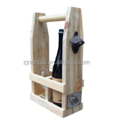 China Handmade custom unpainted wooden wine carrier, 2 bottle wooden wine packaging for sale