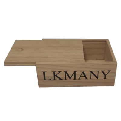 China Recycled Materials LKMANY Custom Logo Sliding Wooden Solid Box Lid Unfinished Pine Wood Boxes for sale