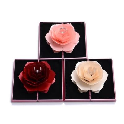 China Jewelry Package Trinket Gift Custom Paper Foldable Creative Shape Small Storage Rose Ring Box for sale