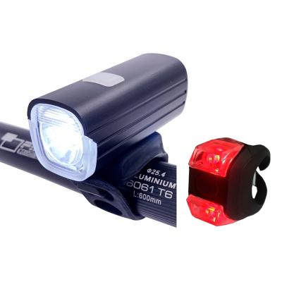 China Type C USB Rechargeable Bike Light Set, Super Smart Front Headlight and Free Rear LED Bicycle Tail Light, 4 