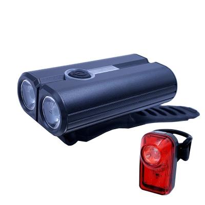 China Waterproof Type C USB Rechargeable Bike Type C USB Rechargeable Light Set 500Lumens Powerful Dual LED Front Bicycle Light and Rear Rear Light Kit for sale