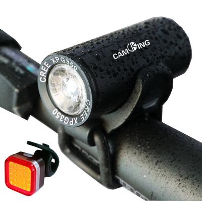 China 2018 Hot Selling Amazon USB Rechargeable Front Headlight Bike Rear Light Splashproof And Bicycle LED Light Set 63.5X27X27mm for sale