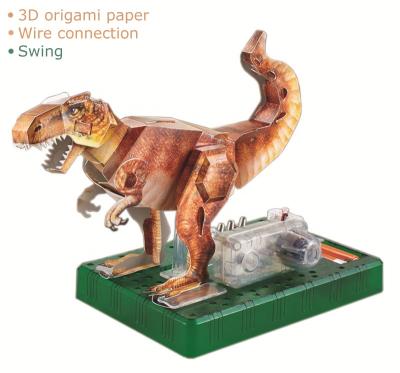 China DIY PLAY 3D Origami Folding Paper Electric Dinosaur Toy Kids Science DIY Kit for sale