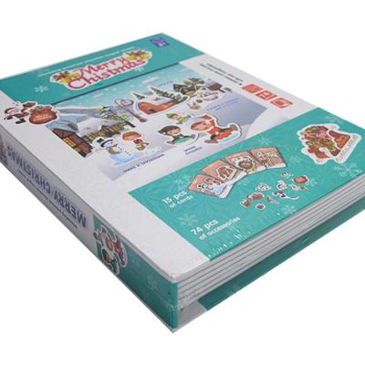 China Paper Card Children Travel Game Box Merry Christmas Toys 3D Magnetic Puzzle Book for sale