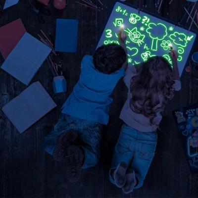 China Plastic Kids Glow Dark Drawing Board LED Pen Light Painting Toys Luminous A3 for sale