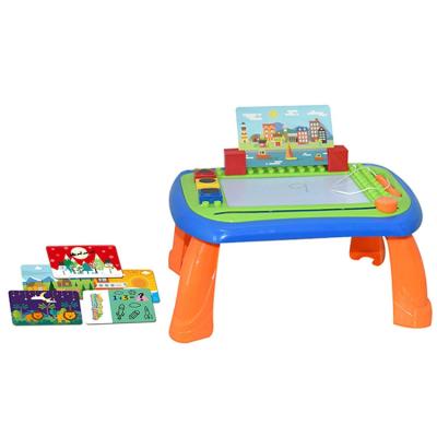 China ABS 2 In 1 Building Blocks Kids Learning Magnetic Table Drawing Board for sale