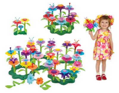 China PP Kids 148 Piece Stack Bouquet Floral Plastic Blocks DIY Building Flower Garden Toy for sale