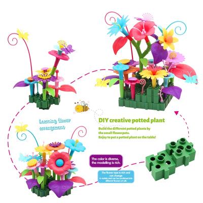 China 136 PCS PP Children's DIY Floral Blocks Bouquet Garden Flower Building Toys for sale