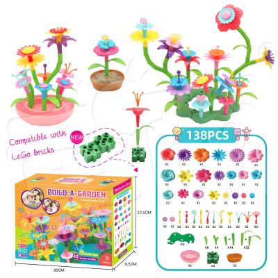 China DIY PP Kids Bouquet Flower Arrangement Blocks Flower Garden Building Toys for sale