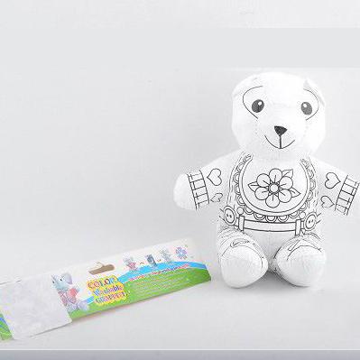 China Soft Washable Cloth Kids Gift Bear Plush Diy Paint Coloring Toys for sale