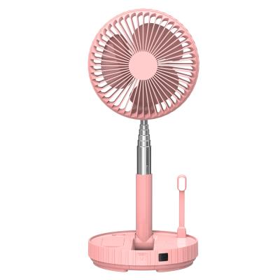 China Easy to Carry High Quality New Design Customize LOGO Portable Folding Air Cooling Fan USB Stand Rechargeable Fan for Desk with Led Light for sale