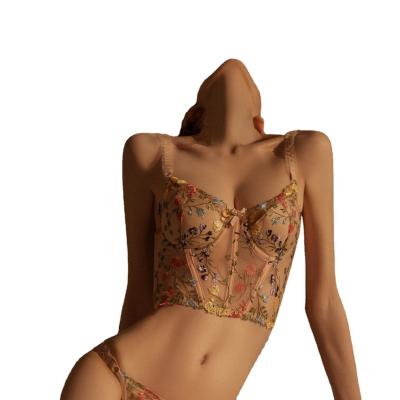 China QUICK DRY Cup High End Slim Lingerie Underwear Ladies Embroidery Women Sexy Bodice for sale