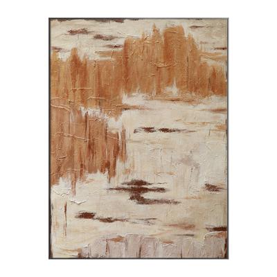 China Wall Painting Floor Living Room Hanging Oil Painting Pure Nordic Modern Abstract Hand-painted Orange Porch Treatment for sale