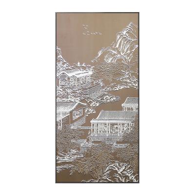 China New Chinese Golden Pavilion Texture Relief Oil Painting Decorations For Home Wall Arts for sale