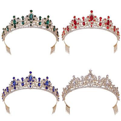 China Main Accessories 2021 Wholesale Colorful Crystal Wedding Accessories Pageant Crown Tiaras For Bride for sale