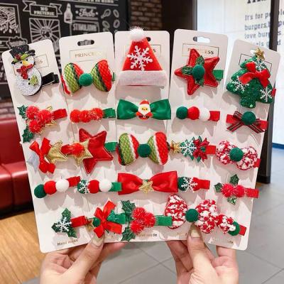 China 2021 Fashionable Cute Christmas Tree Bow Decoration 5pcs/set Star Butterflies Hair Grab Clips Sets For Kids for sale