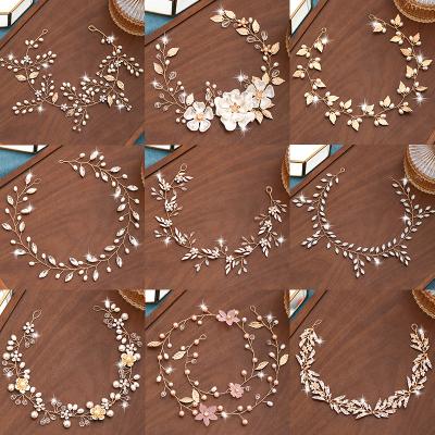 China Crystal Pearl Headband Tiara Flower Bridal Headpiece Vine Women Jewelry Luxury Wedding Bridal Hair Accessories for sale