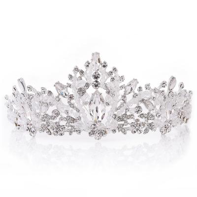 China New Fashionable Hot Selling Korean Alloy Diamond Hand String Crystal Bead Bridal Handmade Crown Leaf Headdress for sale