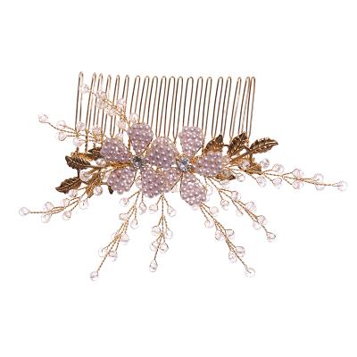 China Fashionable Rose Bridal Pearl Comb Rhinestone Rhinestone Hair Combs Bridal Hair Comb For Wedding for sale