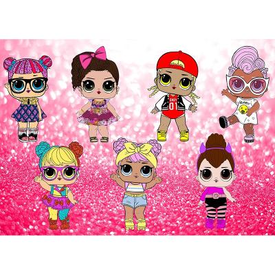 China Birthday Party Doll Pink Toy Girls Happy Birthday Backgrounds 5X3FT Bokeh Backdrop Glitter Shiny Photo Booth Studio Props Vinyl Photography for sale