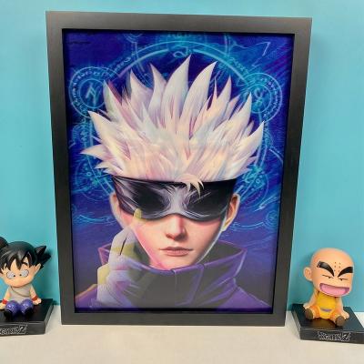 China Gojo Satoru Jujutsu Kaisen 3D Printing Anime Poster Wall Art Painting Customize Cartoon 3D Print Eco-Friendly Lenticular Painting for sale