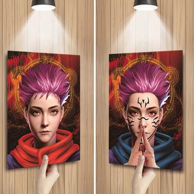 China Eco-Friendly Itadori Yuji Jujutsu Kaisen 3D Print Anime Poster Wall Art Painting Customize 3D Cartoon 3D Printing Lenticular Painting for sale