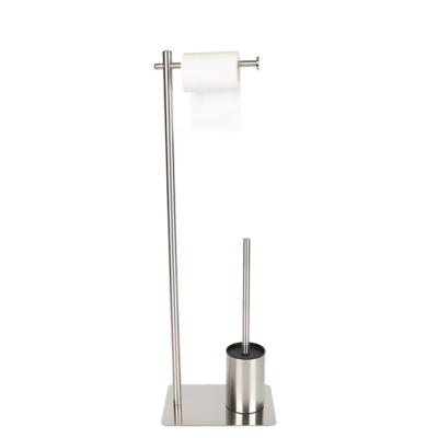 China Modern Hot Selling Stainless Steel Toilet Free Standing Brush And Holder Paper Stand for sale